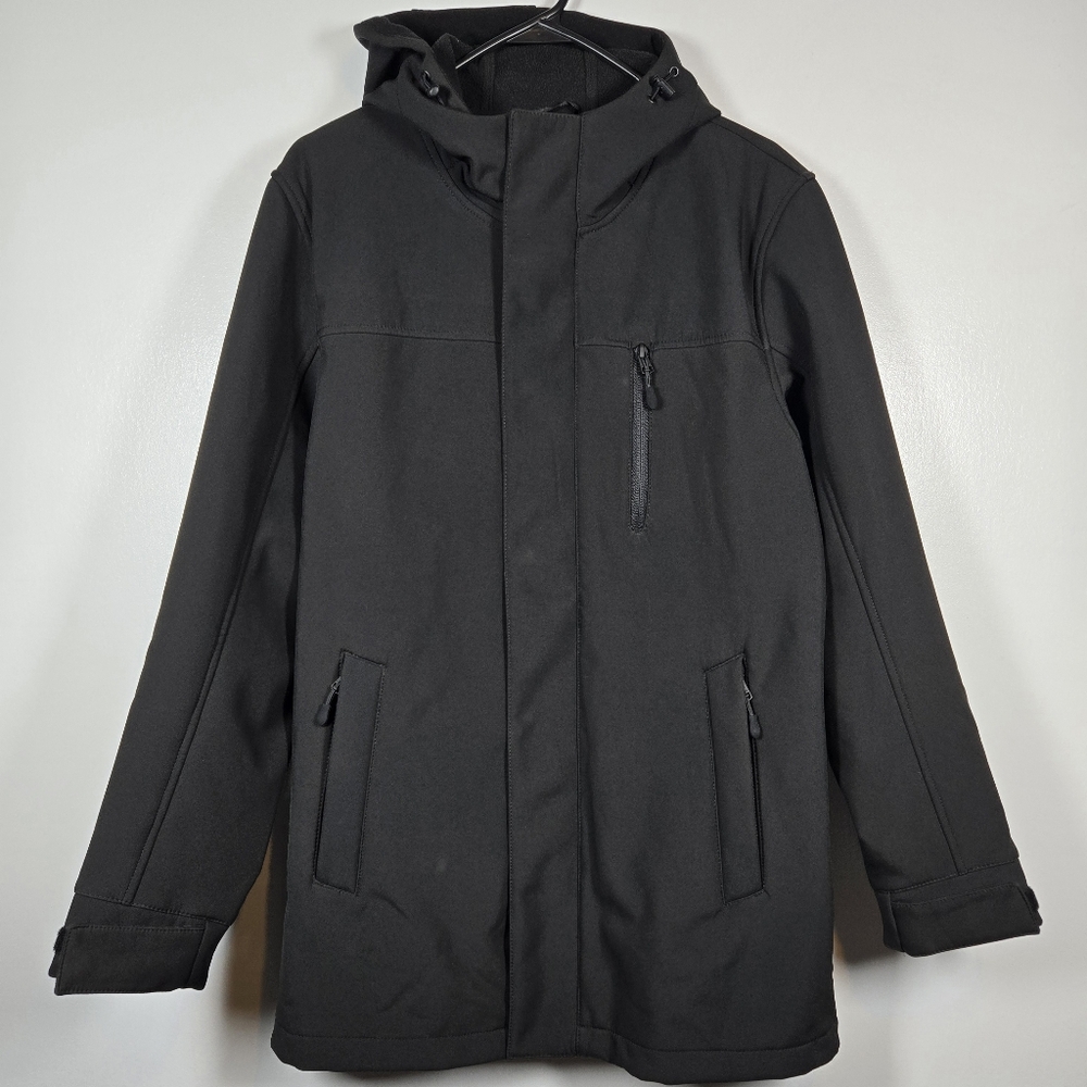 Tahari Mens Black Hooded Zip Up Commuter Jacket Size Small